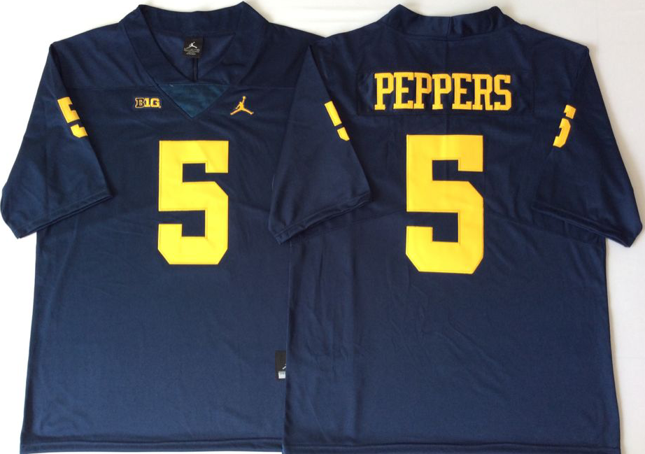 Men's Michigan Wolverines Jabrill Peppers #5 Navy Alumni Player Game Jersey sports jersey product view 1