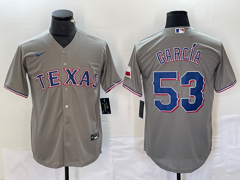Men's Texas Rangers Adolis Garcia #53 Gray Replica Player Jersey baseball jersey product view 1