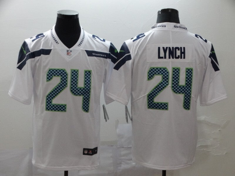 Men's Seattle Seahawks #24 Marshawn Lynch White Jersey football jersey product view 1