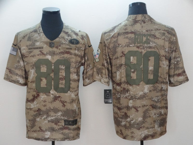 Men's San Francisco 49ers Jerry Rice #80 Camouflage Game Jersey1 football jersey product view 1