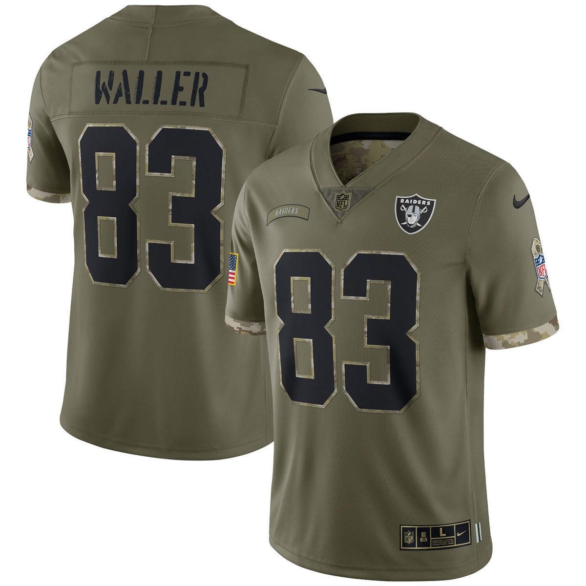 Darren Waller Las Vegas Raiders Nike Salute To Service Limited Jersey - Olive football jersey product view 1