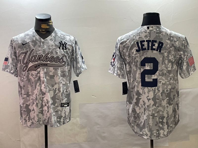 Men's New York Yankees Derek Jeter #2 Arctic Camo 2024 Salute to Service Limited Jersey baseball jersey product view 1