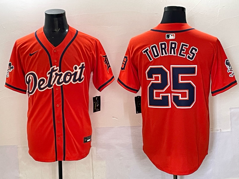 Men's Detroit Tigers Gleyber Torres #25 Orange Limited Player Jersey baseball jersey product view 1
