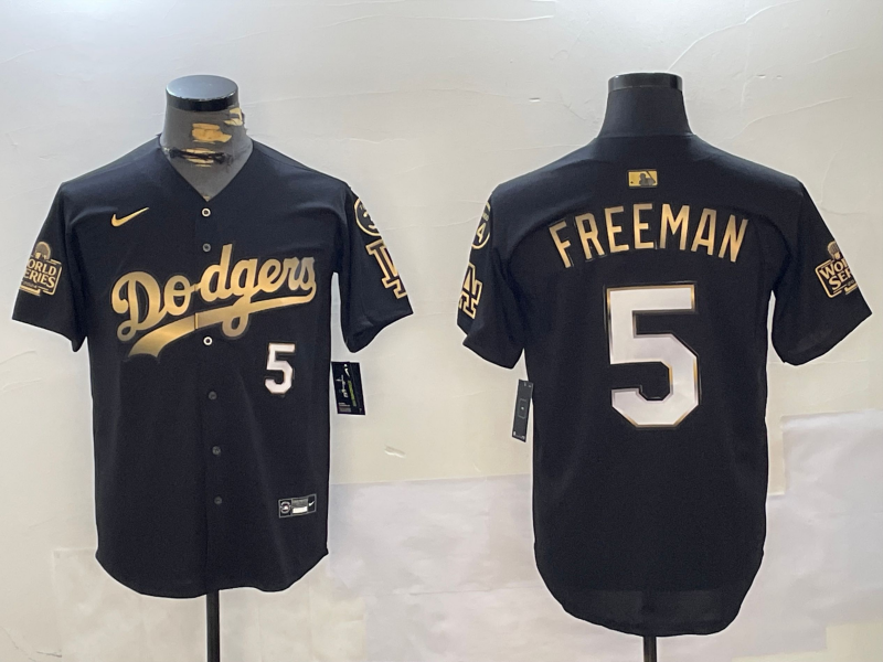 Men's Los Angeles Dodgers Freddie Freeman #5 Black Game Player Jersey1 baseball jersey product view 1