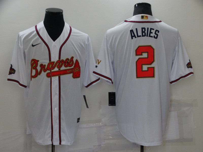 Men's Atlanta Braves Ozzie Albies #2 White Stitched Player Jersey1 baseball jersey product view 1