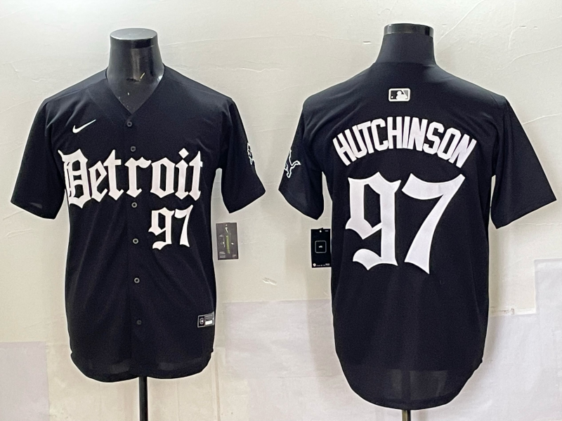 Men's Detroit Lions Aidan Hutchinson #97 Black Game Player Jersey football jersey product view 1