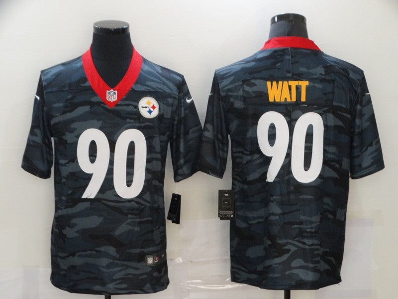 Men's Pittsburgh Steelers T.J. Watt #90 Gray Camouflage Game Jersey1 football jersey product view 1