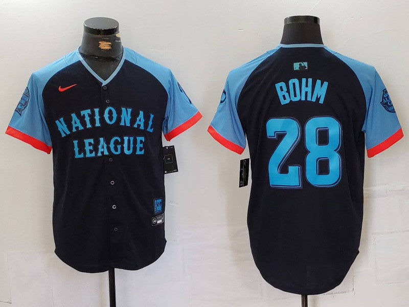 Men's National League Alec Bohm #28 Navy 2024 MLB All-Star Game Limited Player Jersey1 baseball jersey product view 1