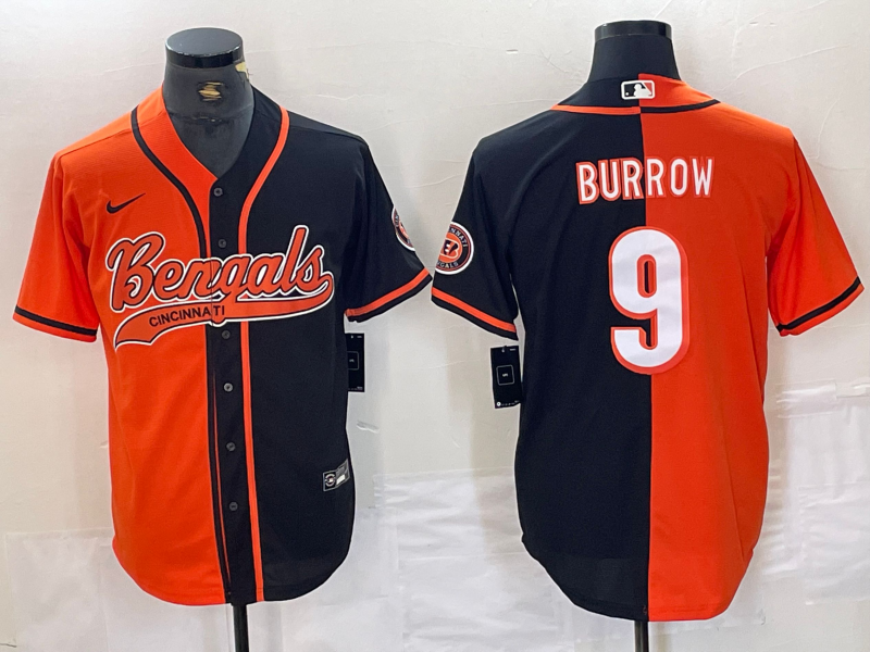 Men's Cincinnati Bengals Joe Burrow #9 Orange/Black Game Player Jersey2 Joint Edition football jersey product view 1