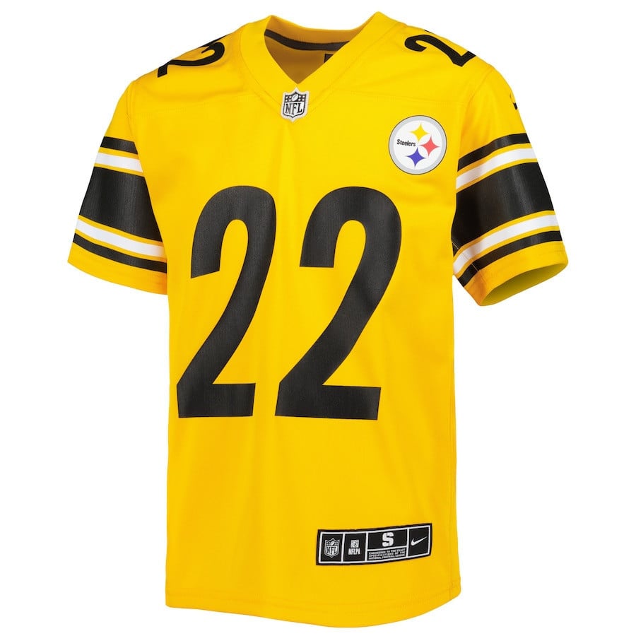 Najee Harris 22 Pittsburgh Steelers Youth Inverted Game Jersey - Gold football jersey product view 2