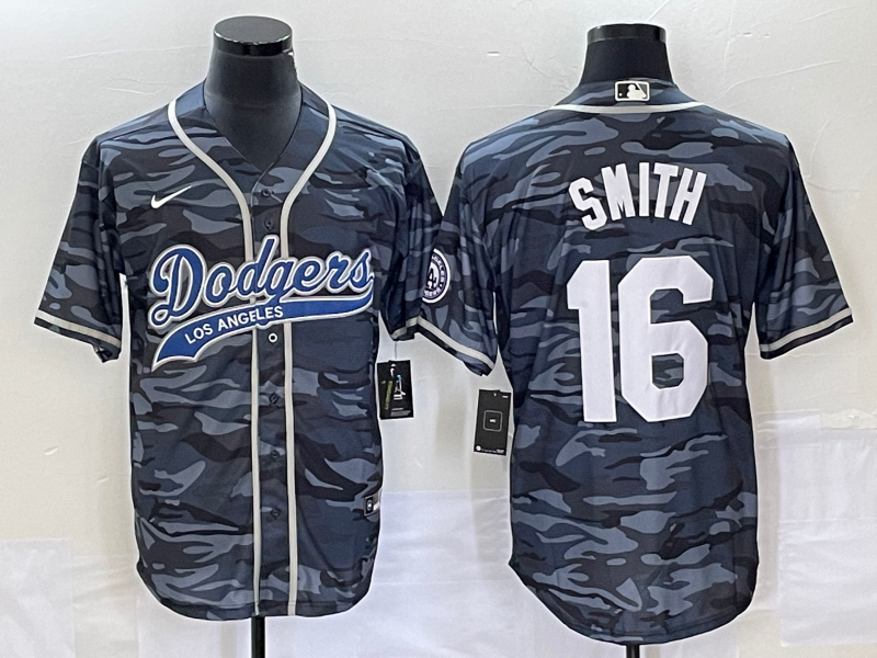 Men's Los Angeles Dodgers Will Smith #16 Grey Camouflage Player Jersey1 Joint Edition baseball jersey product view 1