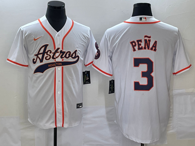 Men's Houston Astros Jeremy Pena #3 White Replica Jersey1 Joint Edition baseball jersey product view 1