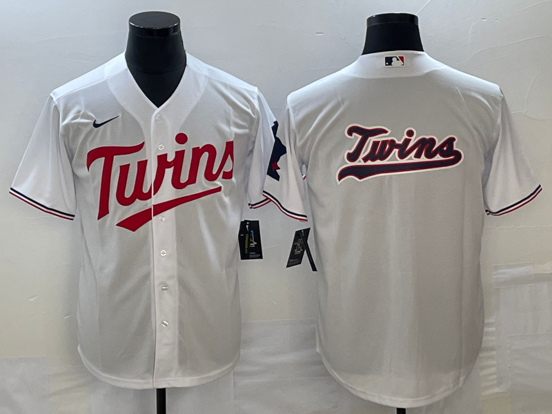 Men's Minnesota Twins White Home Replica Team Logo Jersey1 baseball jersey product view 1