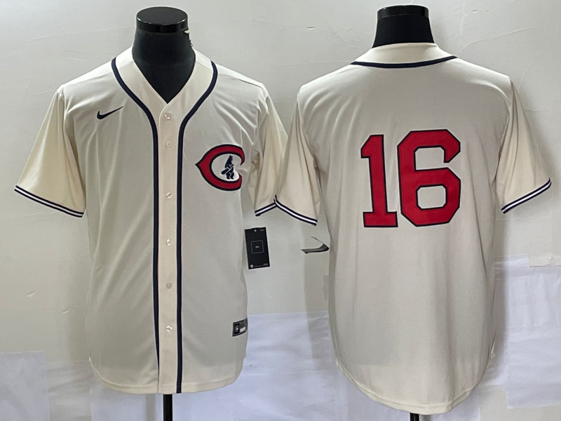Men's Chicago Cubs Patrick Wisdom #16 Cream Player Name Jersey1 baseball jersey product view 1