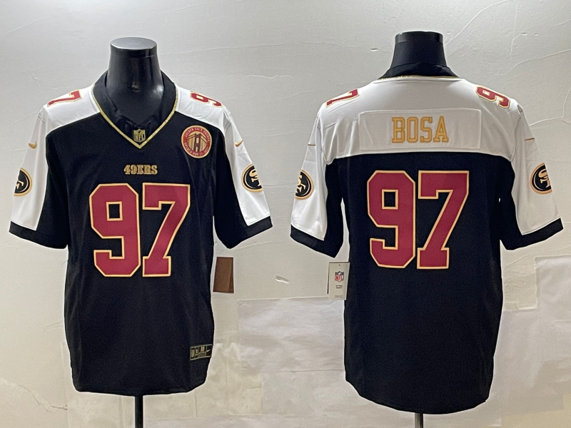 Men's San Francisco 49ers Nick Bosa #97 Black Team Player Game Jersey1 football jersey product view 1