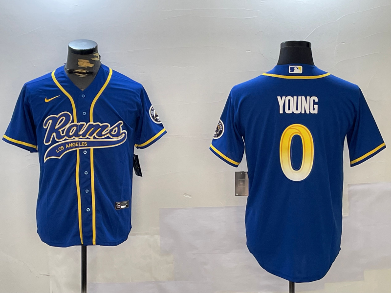 Men's Los Angeles Rams Byron Young #0 Royal Game Jersey1 football jersey product view 1