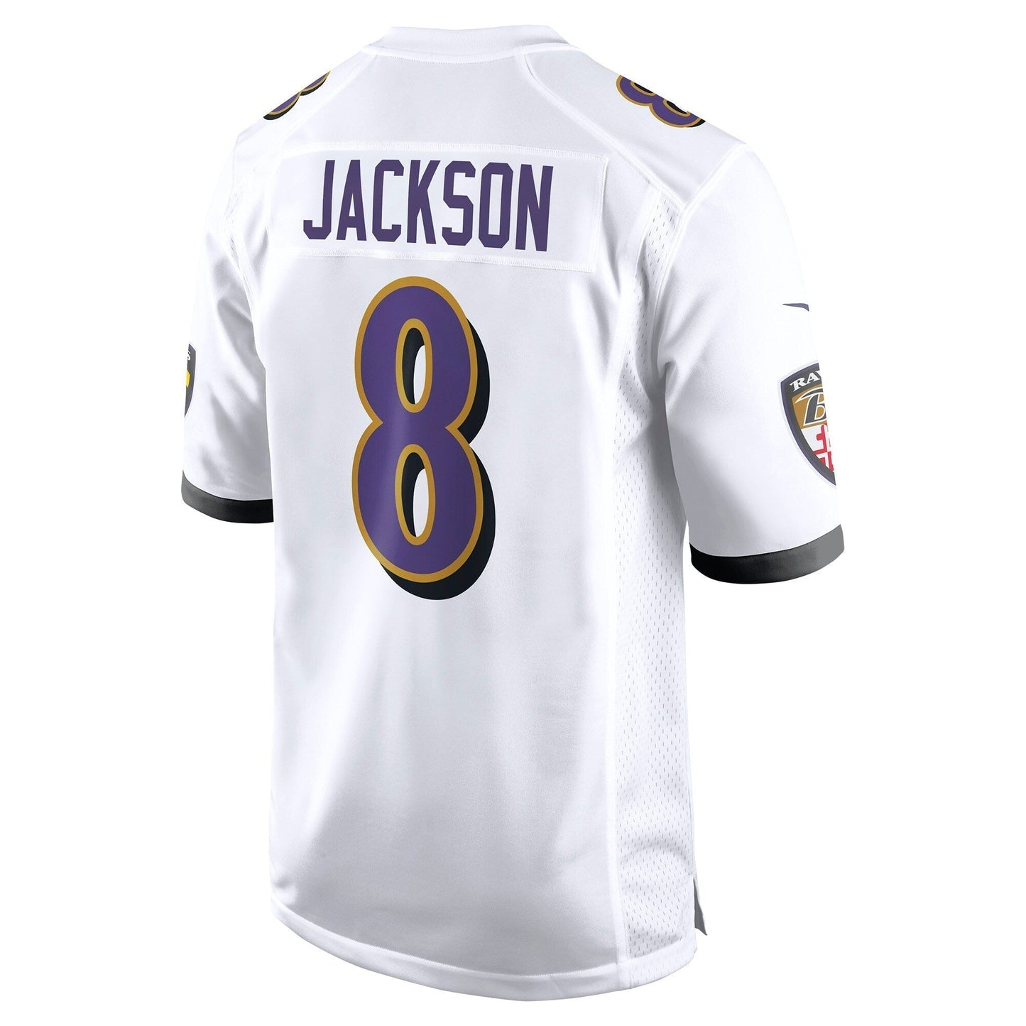 Lamar Jackson Baltimore Ravens Nike Game Jersey - White football jersey product view 3
