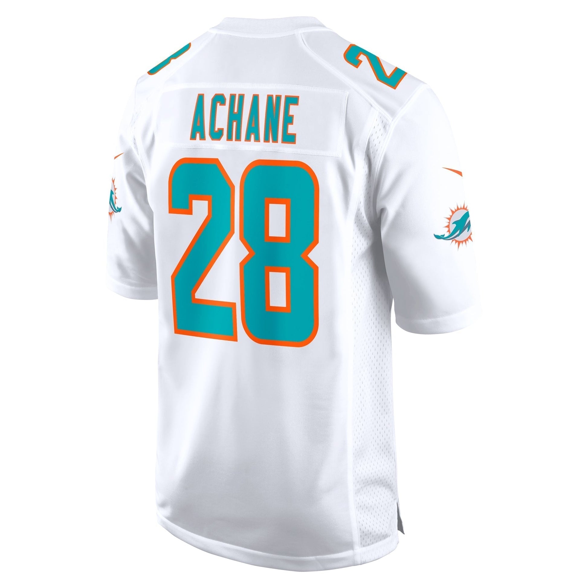 Devon Achane Miami Dolphins Nike Game Jersey - White football jersey product view 3