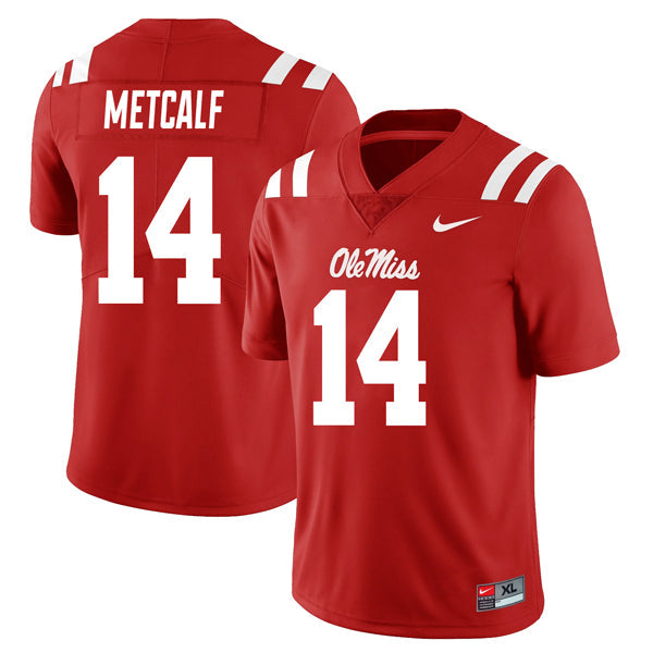 DK Metcalf Ole Miss Rebels Jersey - Red sports jersey product view 1