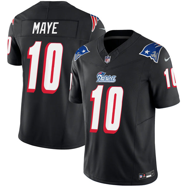 Drake Maye New England Patriots 1996 Throwback Stitched Jersey – Black football jersey product view 1