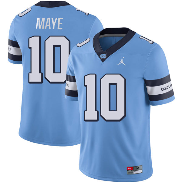 Drake Maye UNC College Football Alternate Game Jersey – Carolina Blue football jersey product view 1