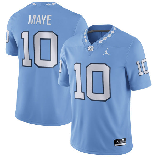 Drake Maye UNC College Football Game Jersey – Carolina Blue football jersey product view 1