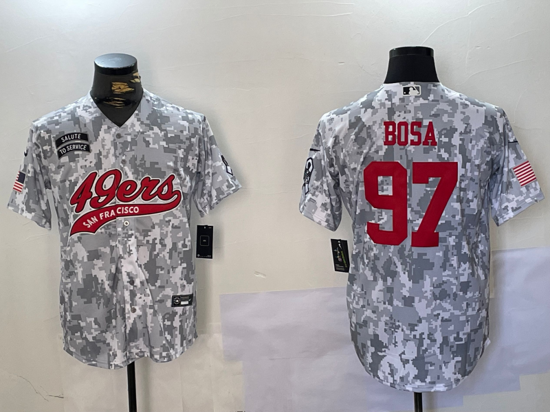 Men's San Francisco 49ers Nick Bosa #97 Arctic Camo Salute to Service Limited Jersey1 football jersey product view 1