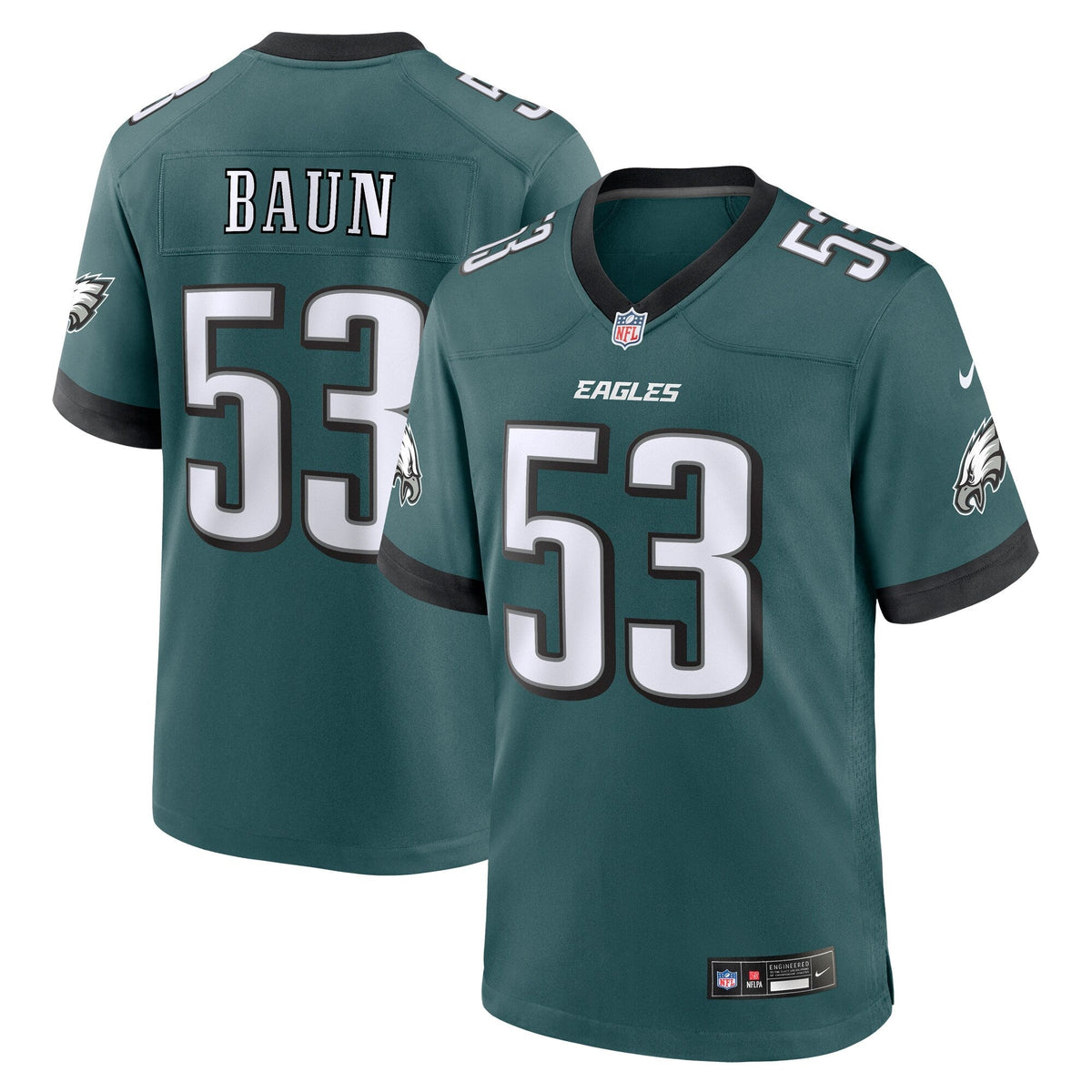 Zach Baun Philadelphia Eagles Nike Game Jersey - Midnight Green football jersey product view 1