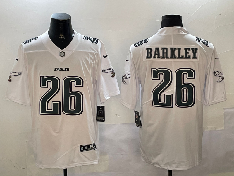 Men's Philadelphia Eagles Saquon Barkley #26 Tundra White Fashion Game Jersey1 football jersey product view 1