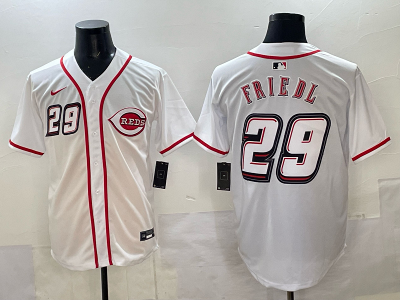 Men's Cincinnati Reds TJ Friedl #29 White 2025 MLB Speedway Classic Home Replica Jersey baseball jersey product view 1