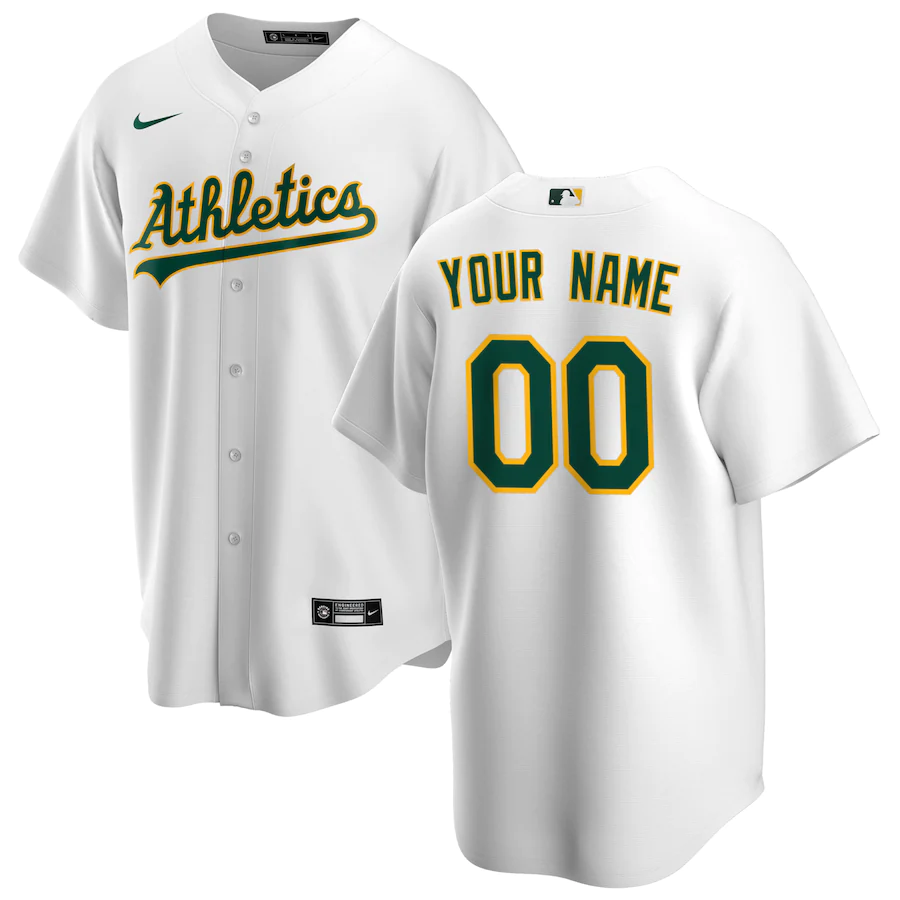 Men's Oakland Athletics White Home Replica Custom Jersey1 baseball jersey product view 1