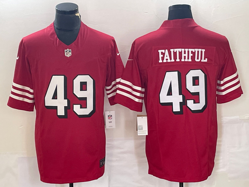 Men's San Francisco 49ers The Faithful #49 Red Gamer Player Jersey1 football jersey product view 1