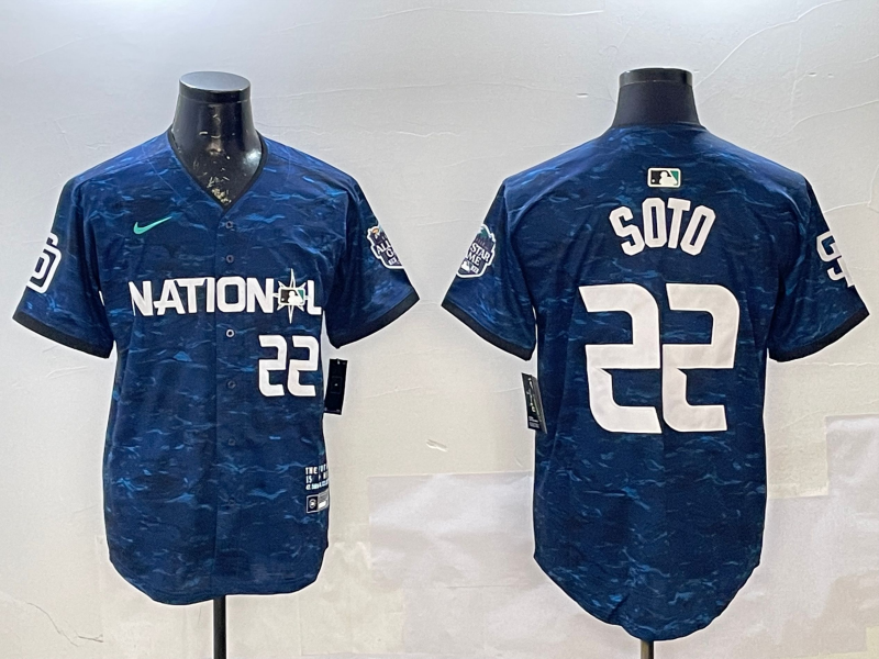 Men's National League Juan Soto #22 Navy 2023 MLB All-Star Game Limited Player Jersey1 baseball jersey product view 1