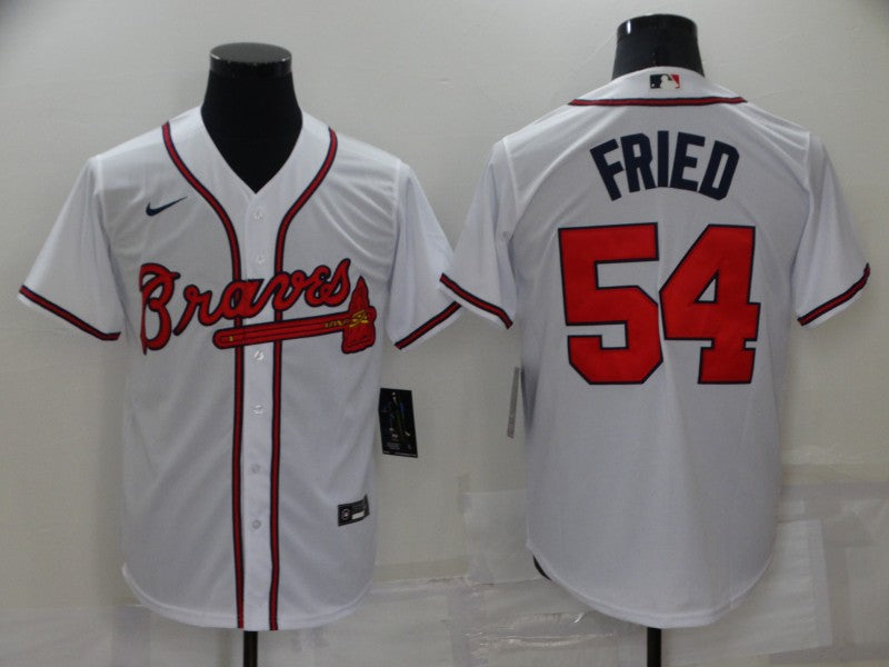 Men's Atlanta Braves Max Fried #54 White Replica Player Jersey baseball jersey product view 1