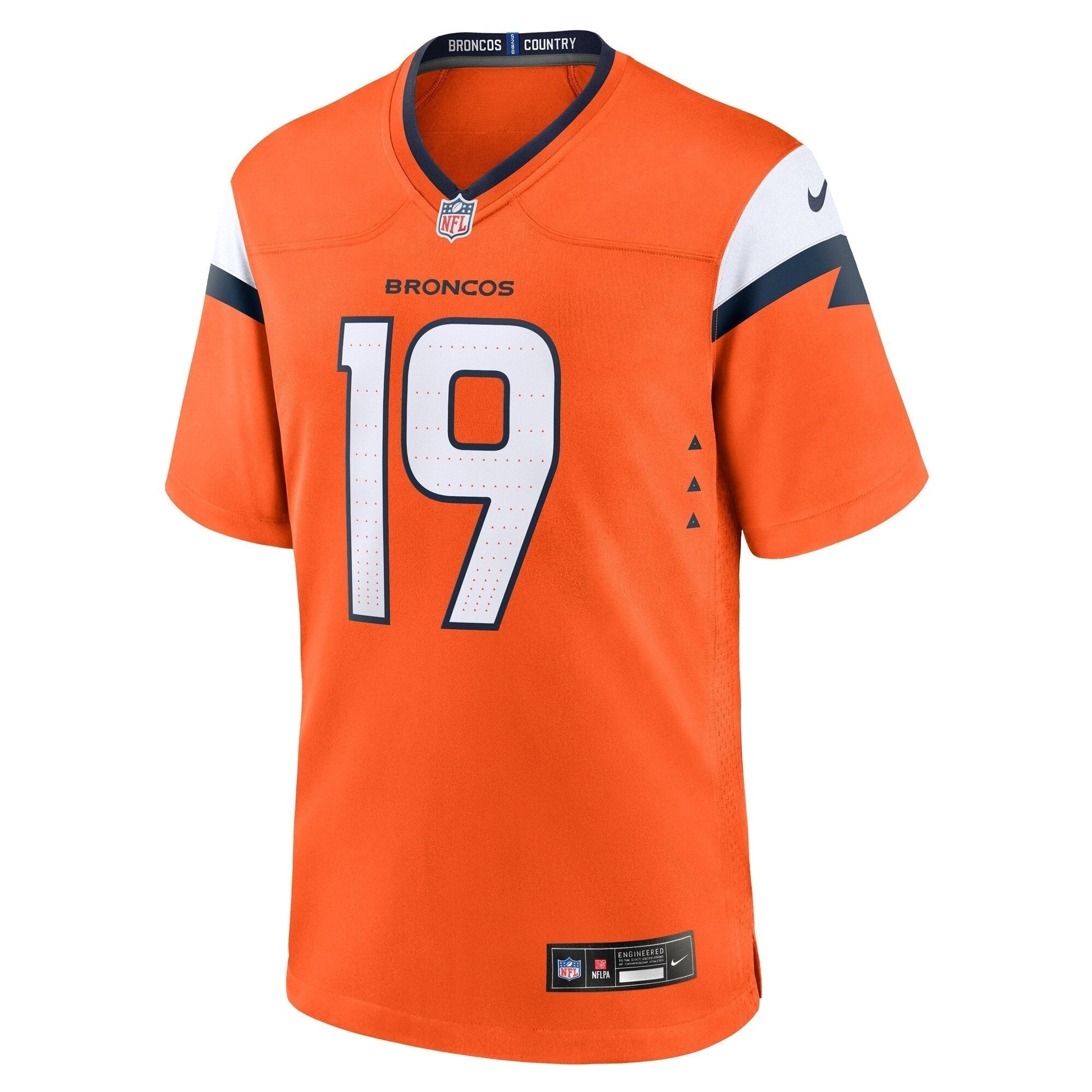Marvin Mims Jr Denver Broncos Nike Team Game Jersey - Orange football jersey product view 2