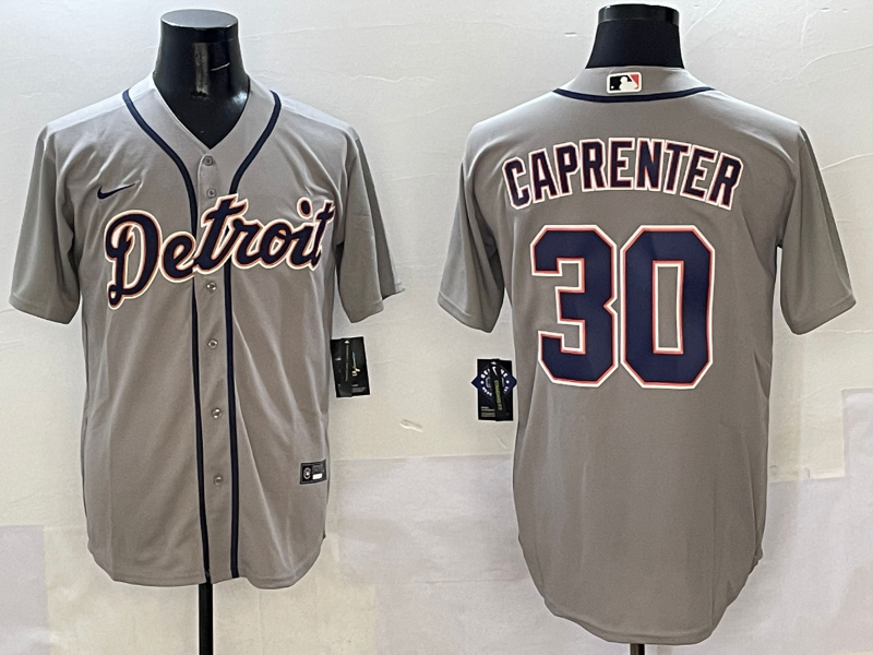 Men's Detroit Tigers Kerry Carpenter #30 Gray Replica Player Jersey baseball jersey product view 1