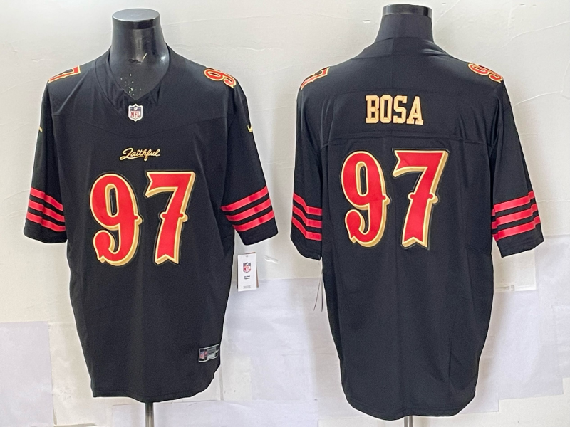 Men's San Francisco 49ers Nick Bosa #97 Black 2025 Rivalries Collection Game Jersey football jersey product view 1