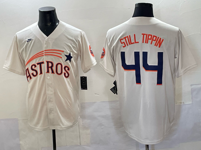 Men's Houston Astros Still Tippin #44 White Replica Player Jersey baseball jersey product view 1