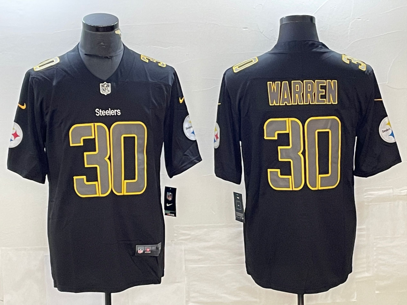 Men's Pittsburgh Steelers Jaylen Warren #30 Black Player Jersey1 football jersey product view 1