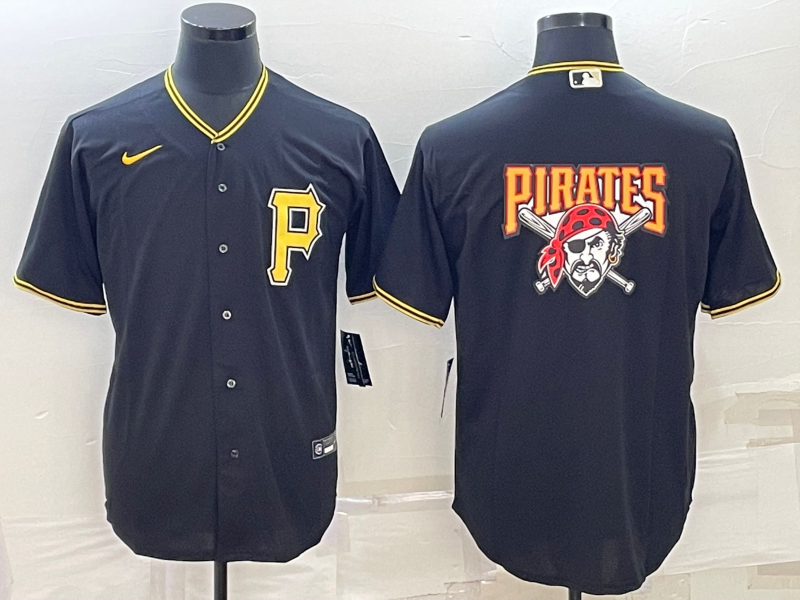 Men's Pittsburgh Pirates Black Replica Team Jersey1 baseball jersey product view 1