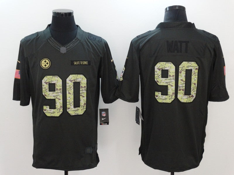 Men's Pittsburgh Steelers #90 T.J. Watt Black Team Game Jersey1 football jersey product view 1