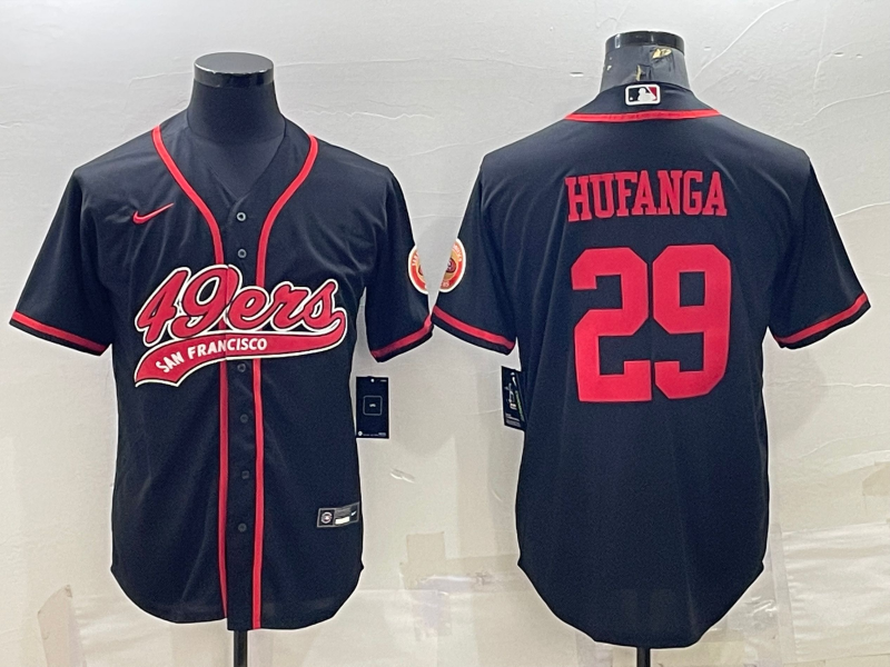 Men's San Francisco 49ers Talanoa Hufanga #29 Black Game Jersey1 Joint Edition football jersey product view 1