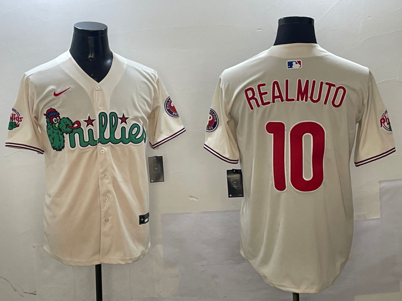 Men's Philadelphia Phillies JT Realmuto #10 Cream Replica Player Jersey1 baseball jersey product view 1