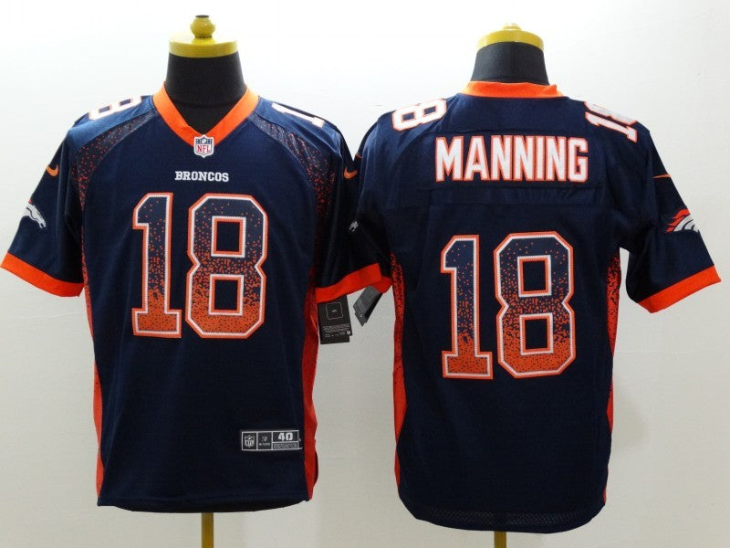 Men's Denver Broncos Peyton Manning #18 Navy Game Jersey1 football jersey product view 1