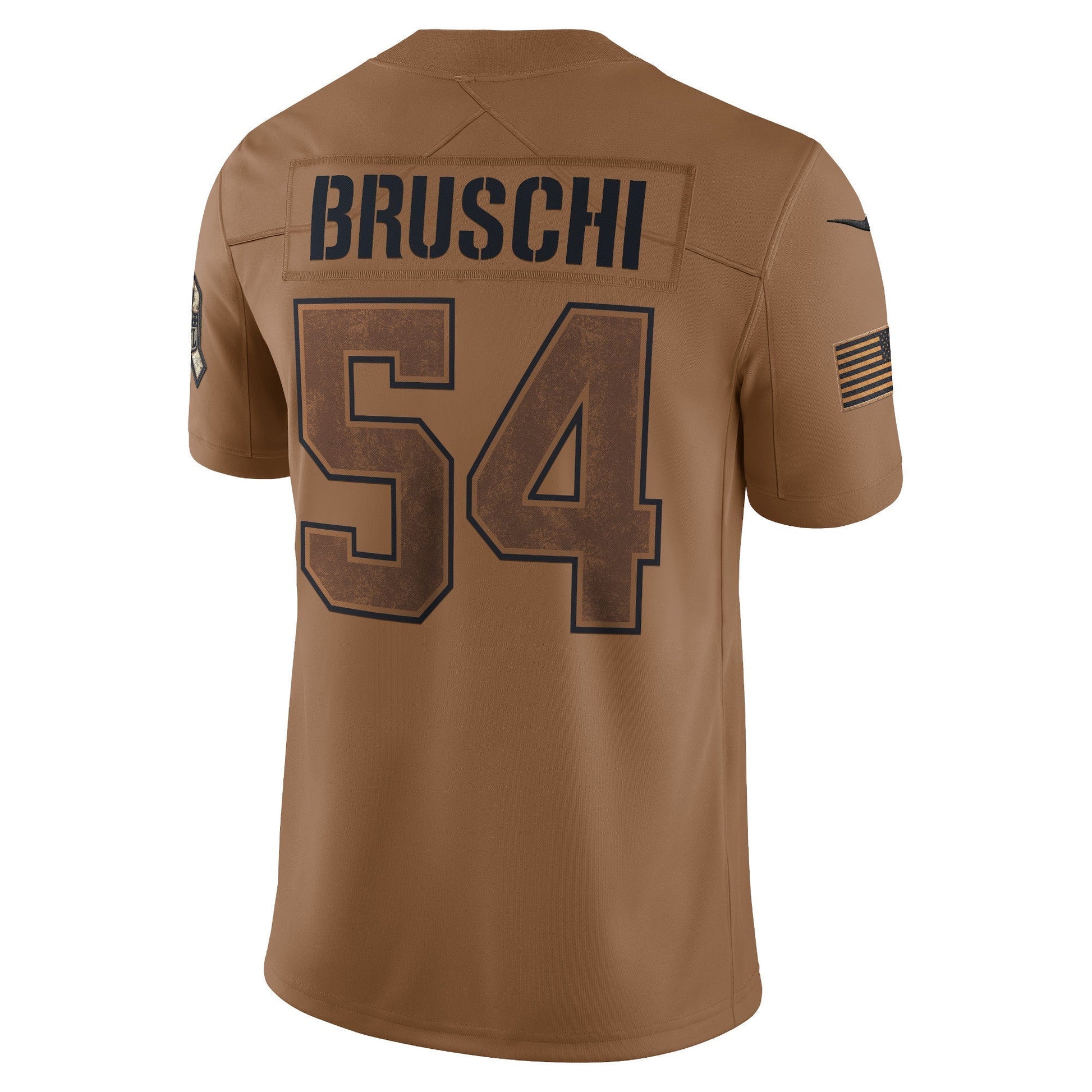 Tedy Bruschi New England Patriots Nike Salute To Service Retired Limited Jersey - Brown football jersey product view 3