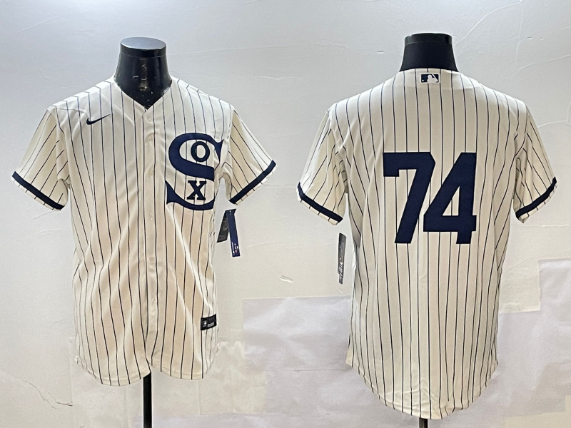Men's Chicago White Sox Eloy Jimenez #74 Cream Replica Player Jersey baseball jersey product view 1