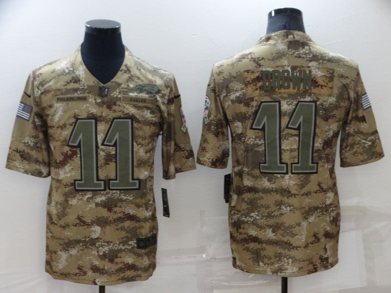 Men's Philadelphia Eagles A.J. Brown #11 Camouflage Game Jersey1 football jersey product view 1