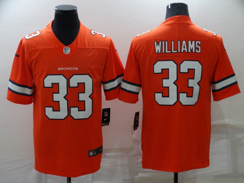 Men's Denver Broncos Javonte Williams #33 Orange Game Player Jersey1 football jersey product view 1