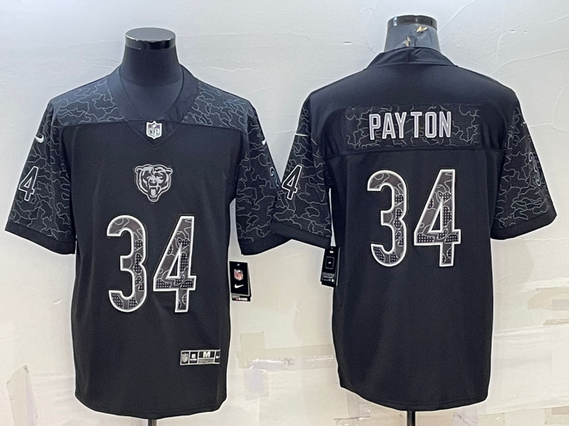 Men's Chicago Bears Walter Payton #34 Black RFLCTV Limited Jersey1 football jersey product view 1