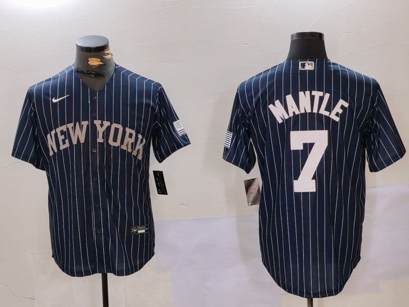 Men's New York Yankees Mickey Mantle #7 Navy Player Jersey1 baseball jersey product view 1
